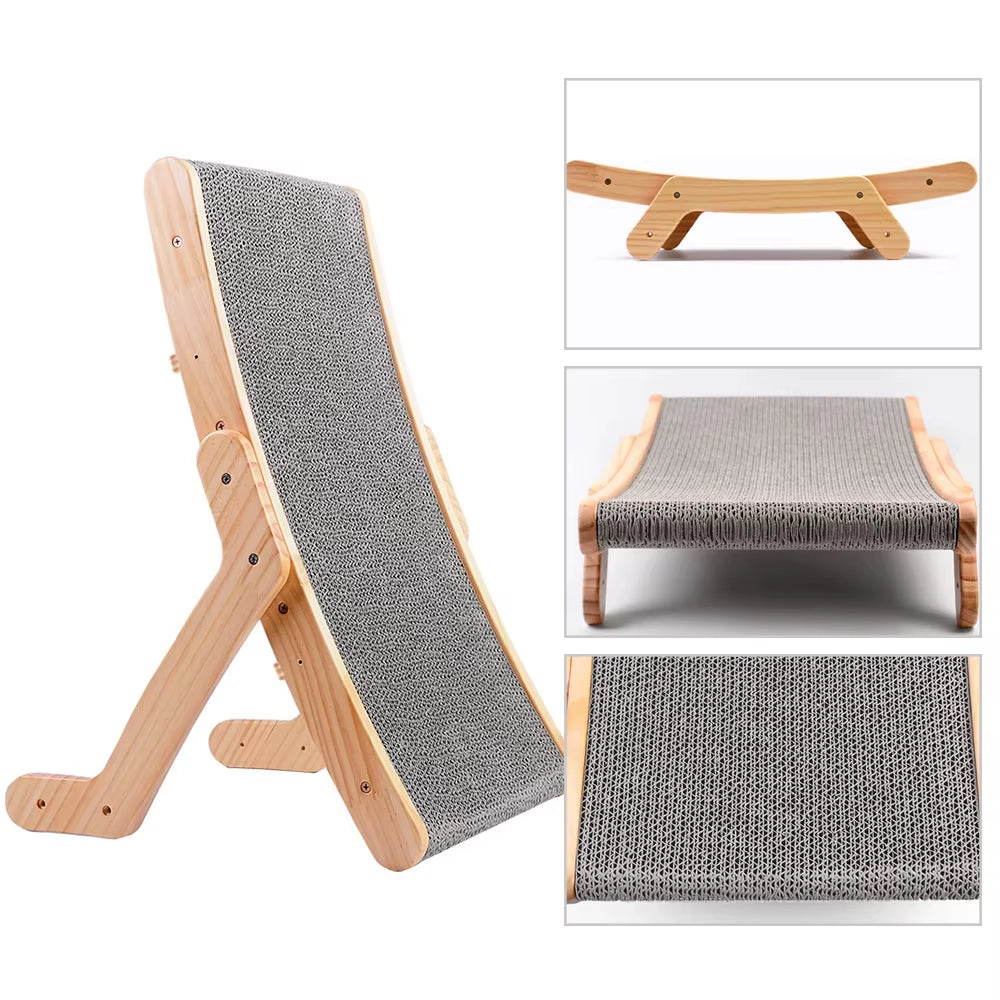 Cat Scratcher Lounge Chair | Wooden Cat Bed & Scratching Furniture for Indoor Cats