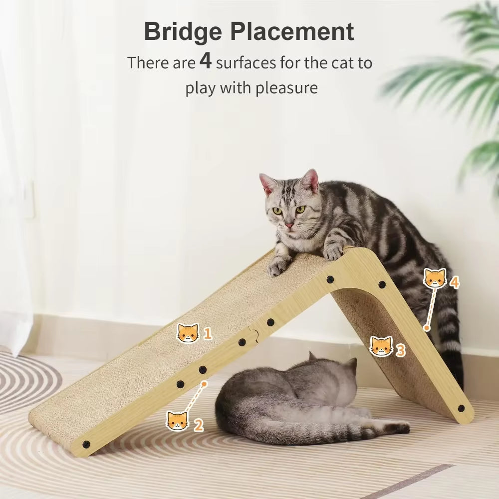 Wooden Cat Scratcher Lounge Bed | Modern Scratch Board & Cat Relaxation Sofa