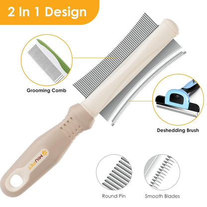 2 In 1 Dog Cat Deshedding Brush