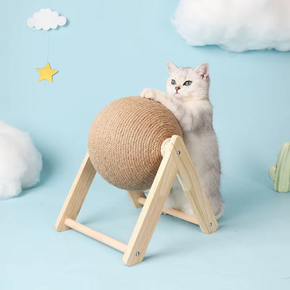 Cat Scratching Ball Toy | Sisal Scratch Post & Interactive Play Ball for Indoor Cats