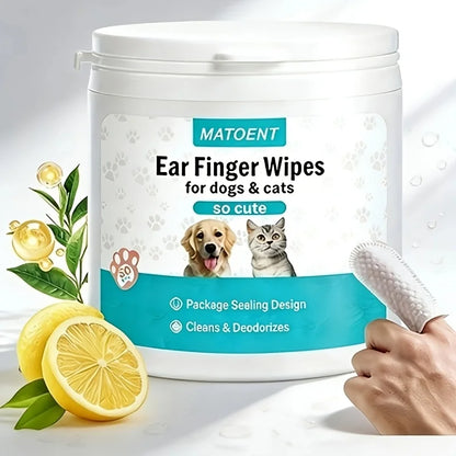 Pet Ear Finger Wipes | Gentle Ear Cleaning Wipes for Dogs & Cats