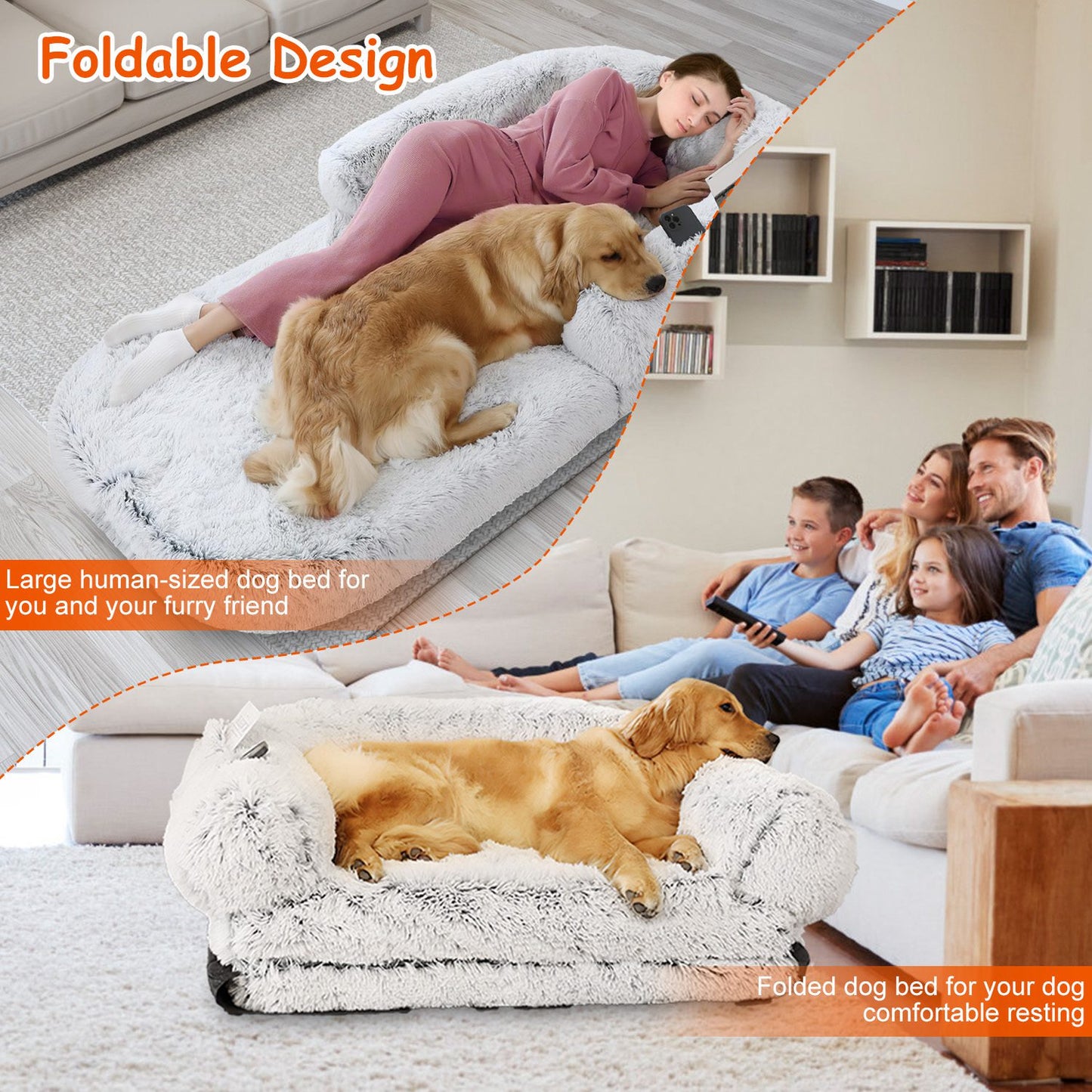 1Pc Large Foldable Human Size Dog Bed