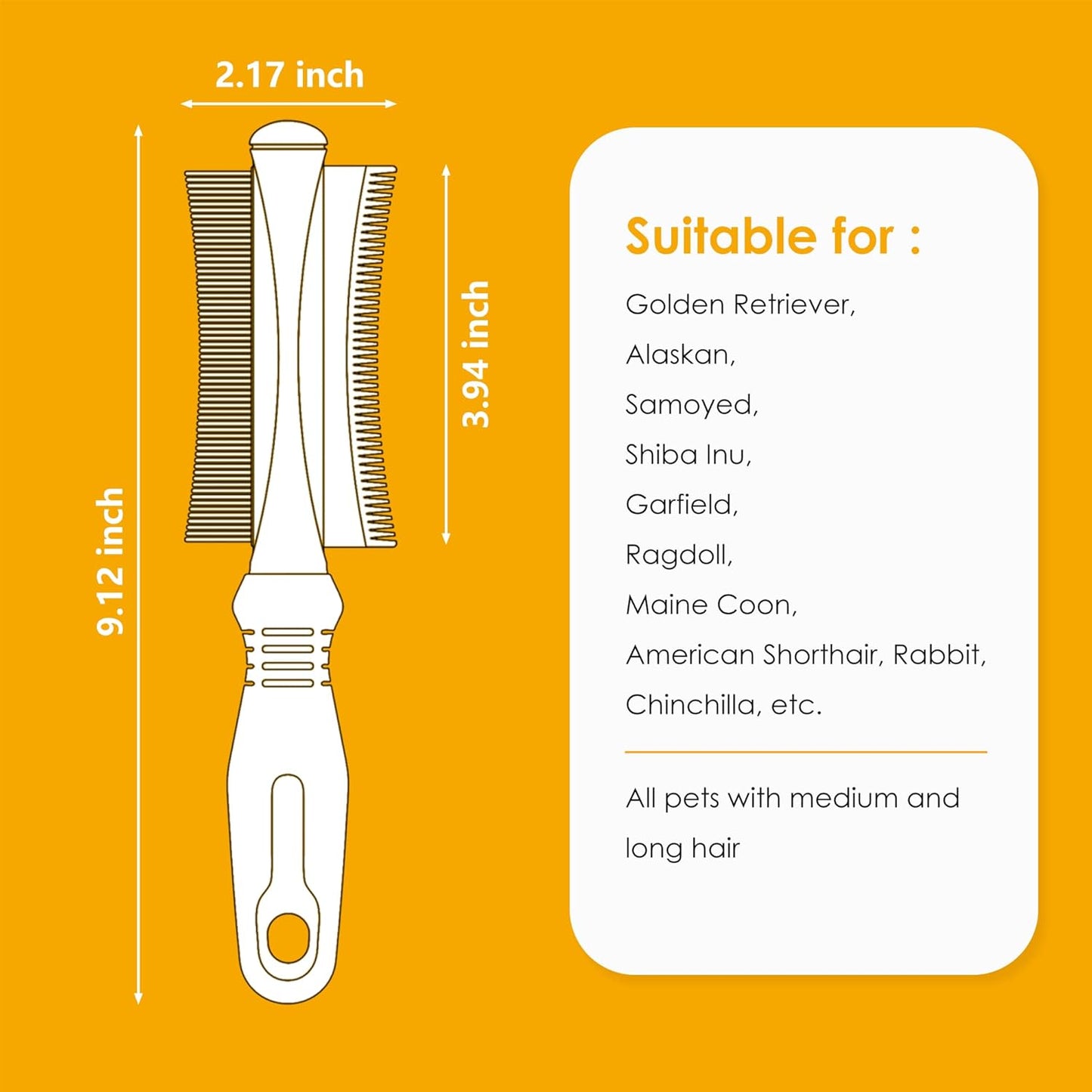 2 In 1 Dog Cat Deshedding Brush