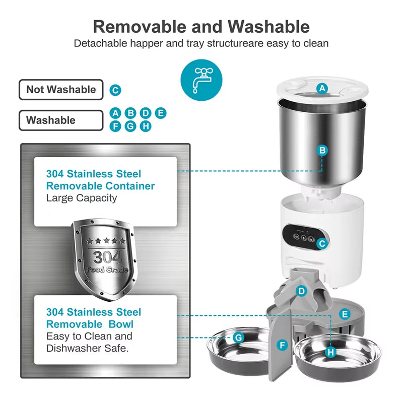 Smart WiFi Automatic Cat Feeder with Voice Recorder for Cats & Small Dogs