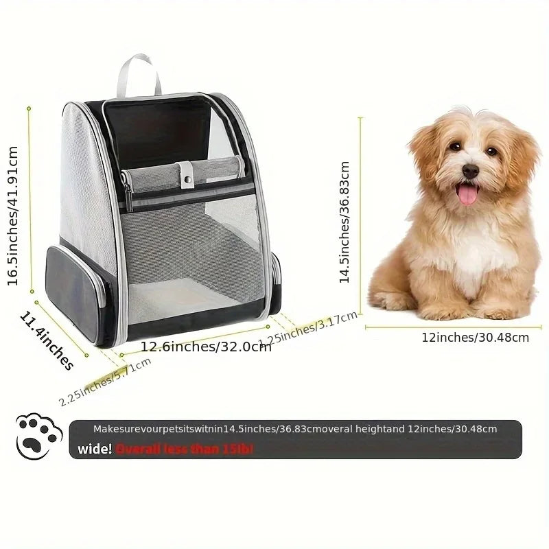Pet Travel Backpack Carrier | Spacious Transparent Cat Backpack with Ventilation