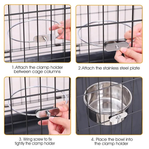 Detachable Pet Cage Food Water Bowl