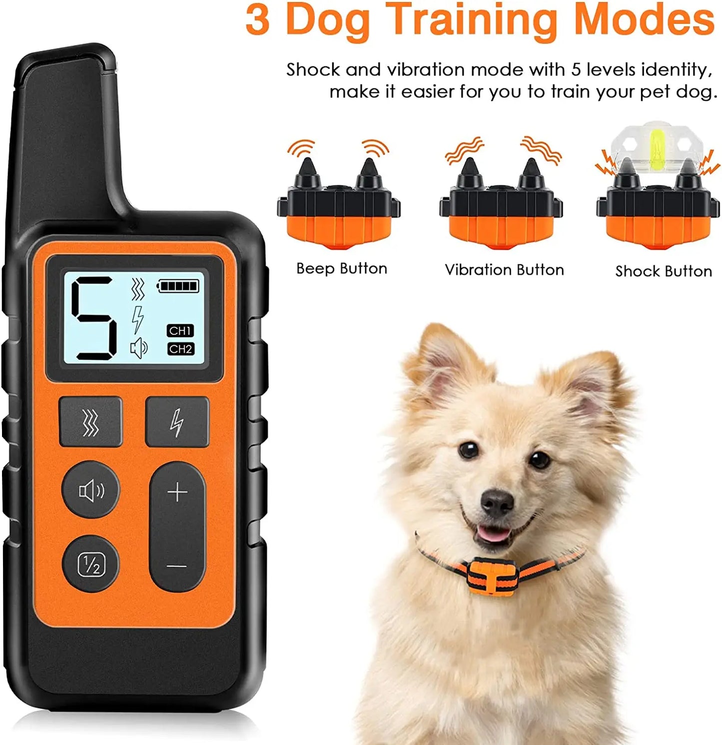 Rechargeable Dog Training Collar with Remote Control for Small Medium Large Dogs