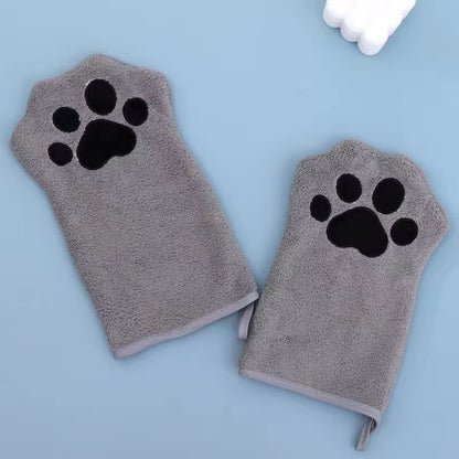 Pet Grooming Drying Glove | Super Absorbent Cat & Dog Paw Towel Mitt