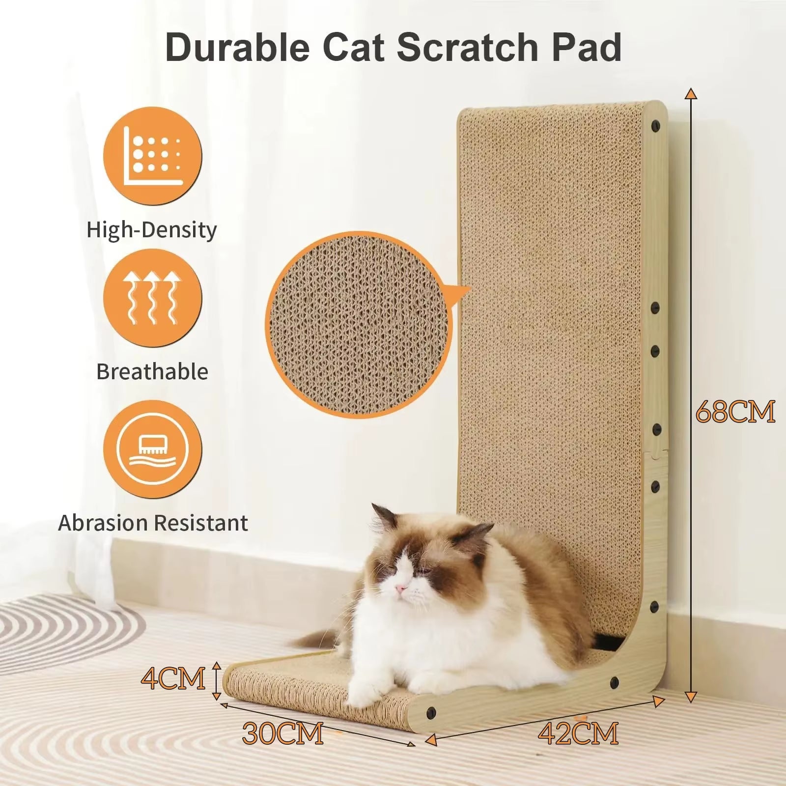 Wooden Cat Scratcher Lounge Bed | Modern Scratch Board & Cat Relaxation Sofa