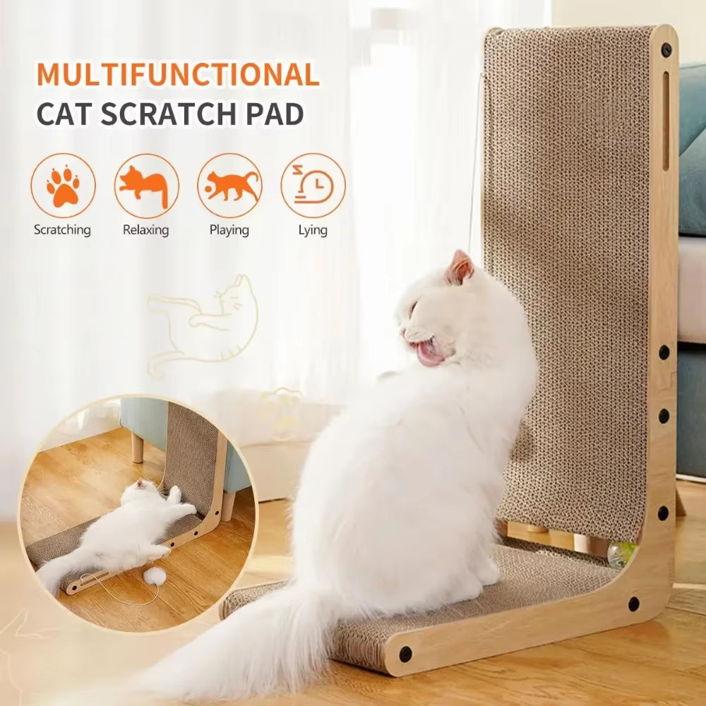 Wooden Cat Scratcher Lounge Bed | Modern Scratch Board & Cat Relaxation Sofa