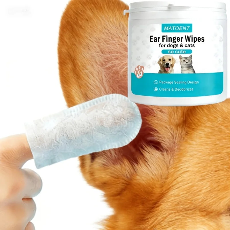 Pet Ear Finger Wipes | Gentle Ear Cleaning Wipes for Dogs & Cats