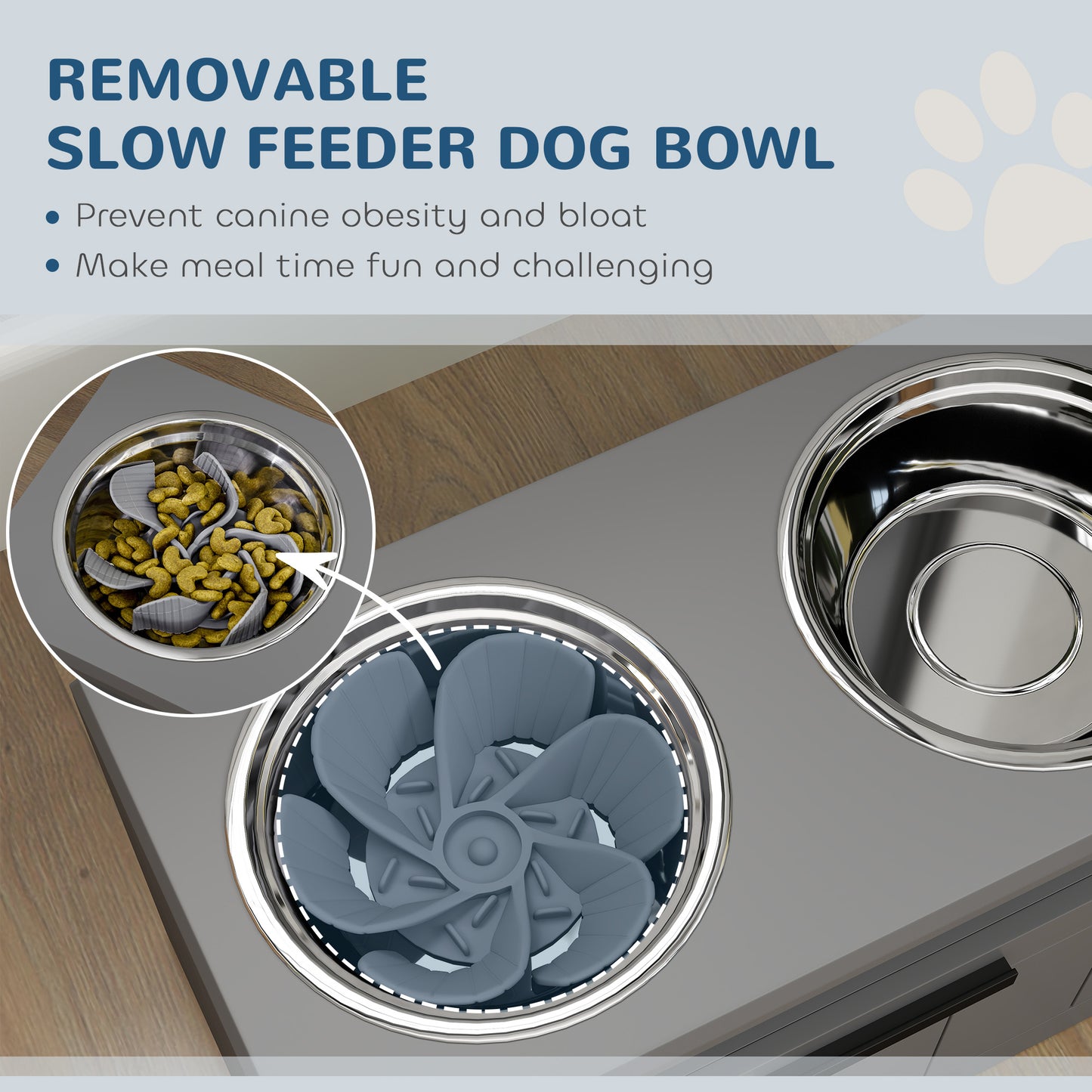 Dog Storage Drawer and Slow Feeder Mat
