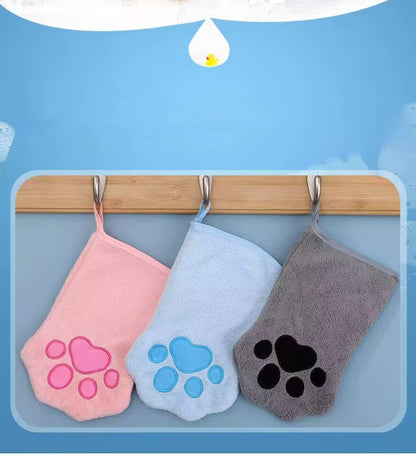Pet Grooming Drying Glove | Super Absorbent Cat & Dog Paw Towel Mitt
