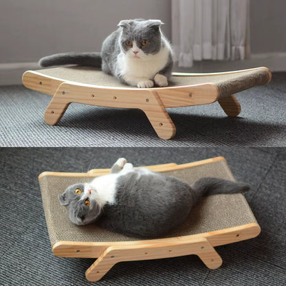 Cat Scratcher Lounge Chair | Wooden Cat Bed & Scratching Furniture for Indoor Cats