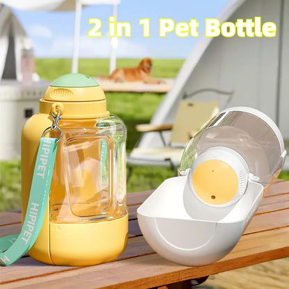 2-in-1 Portable Pet Water & Food Bottle for Dogs & Cats