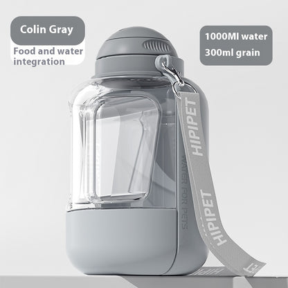 2-in-1 Portable Pet Water & Food Bottle for Dogs & Cats