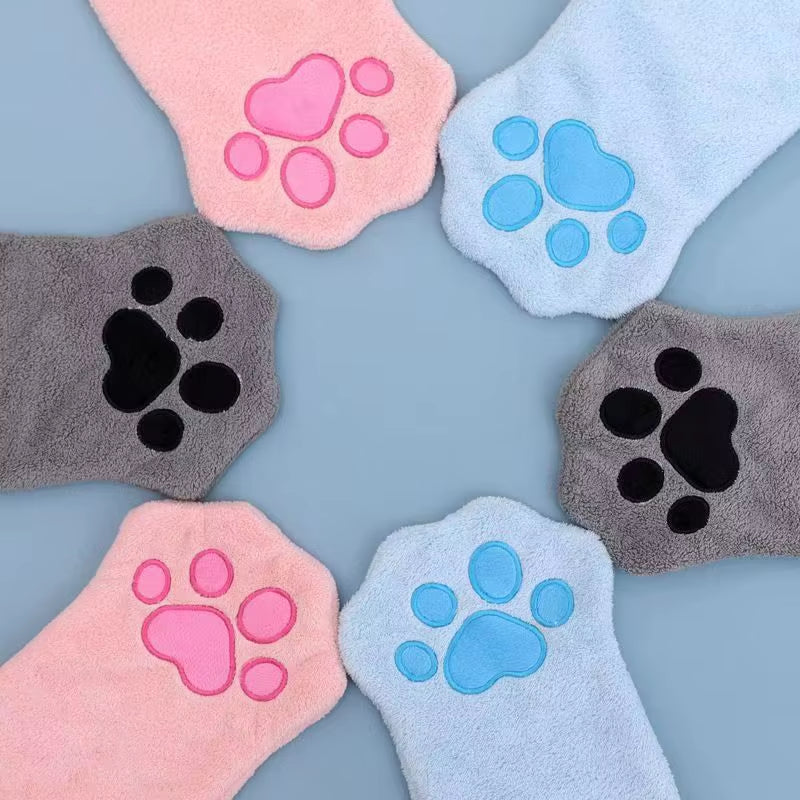 Pet Grooming Drying Glove | Super Absorbent Cat & Dog Paw Towel Mitt