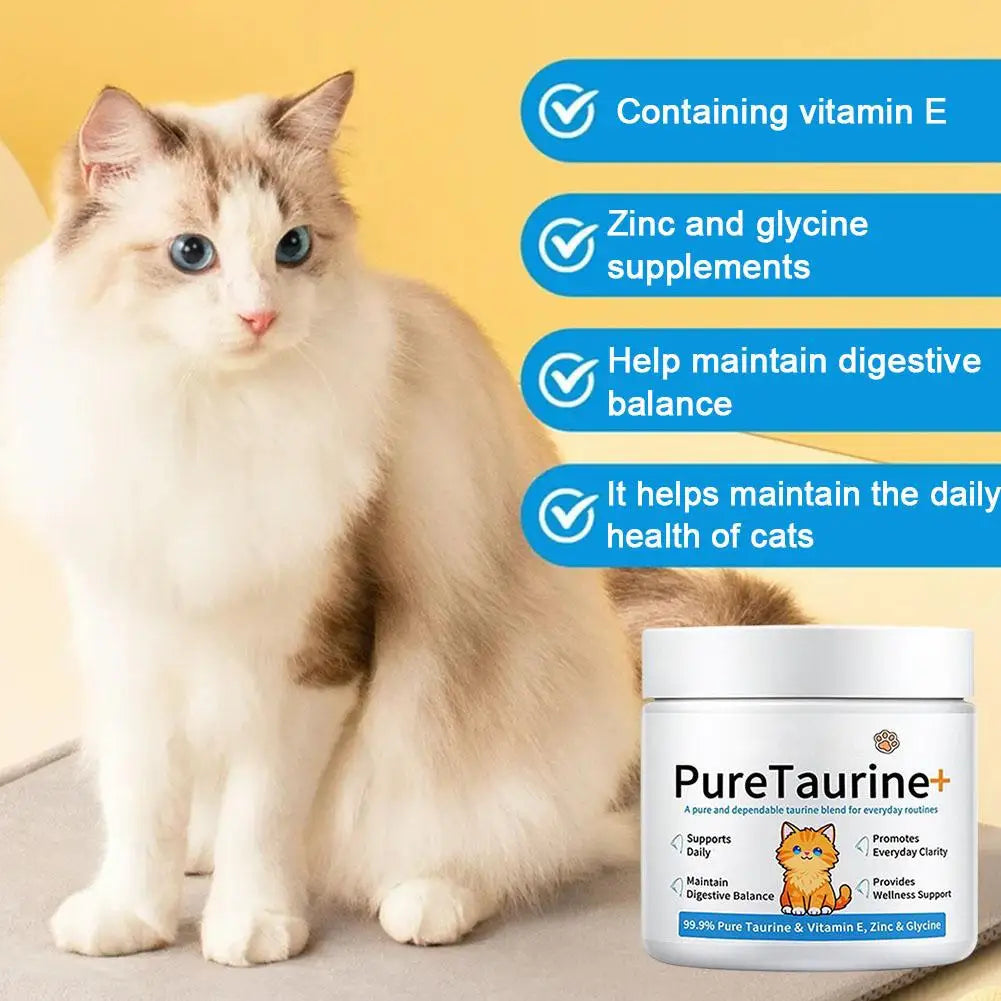 Pure Taurine Powder for Cats | Daily Feline Nutritional Supplement (200g)