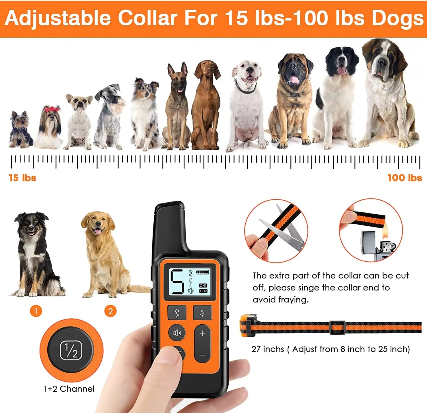 Rechargeable Dog Training Collar with Remote Control for Small Medium Large Dogs