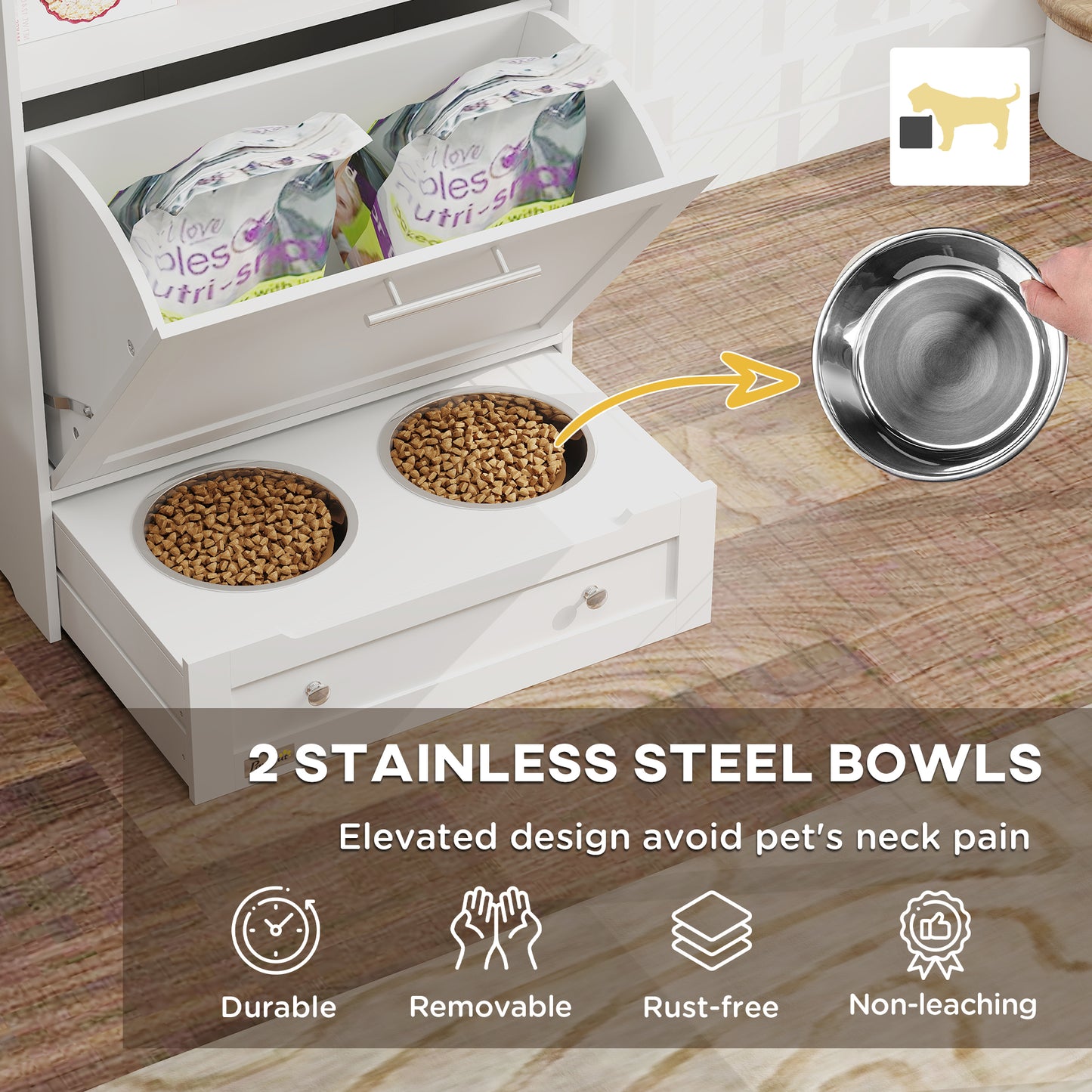 Pet Feeder Station Storage Cabinet