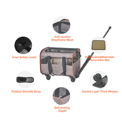 Airline Approved Rolling Pet Carrier Bowl, Grey