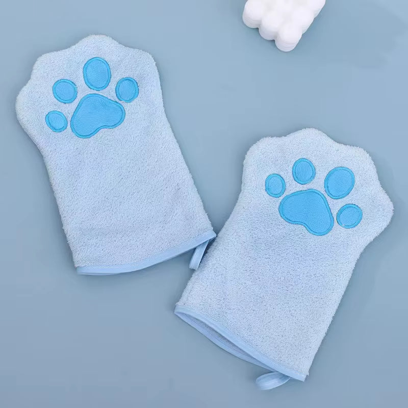 Pet Grooming Drying Glove | Super Absorbent Cat & Dog Paw Towel Mitt