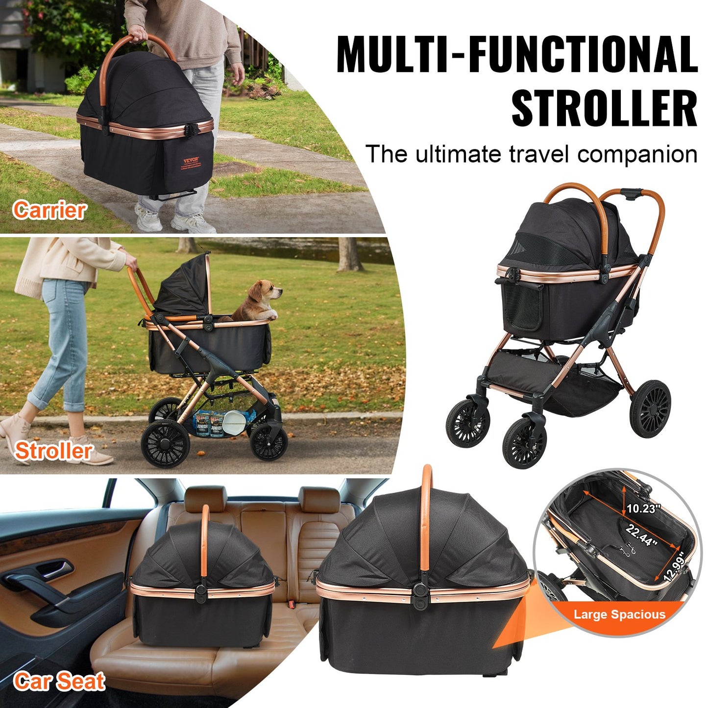 4 Wheels Dog Stroller