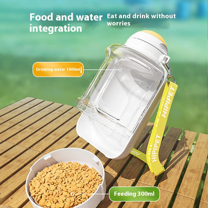 2-in-1 Portable Pet Water & Food Bottle for Dogs & Cats