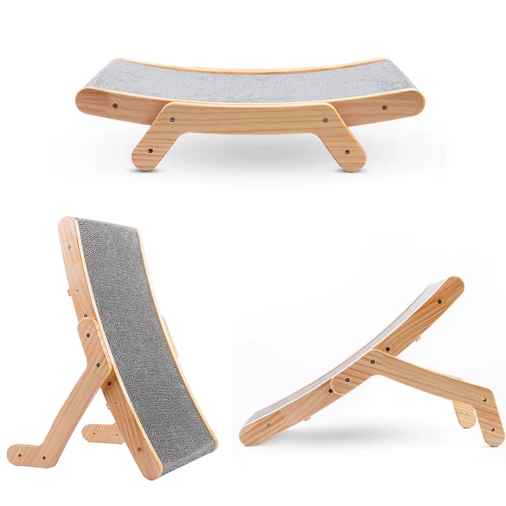 Cat Scratcher Lounge Chair | Wooden Cat Bed & Scratching Furniture for Indoor Cats
