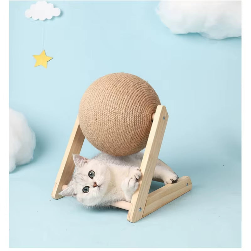 Cat Scratching Ball Toy | Sisal Scratch Post & Interactive Play Ball for Indoor Cats
