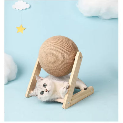 Cat Scratching Ball Toy | Sisal Scratch Post & Interactive Play Ball for Indoor Cats