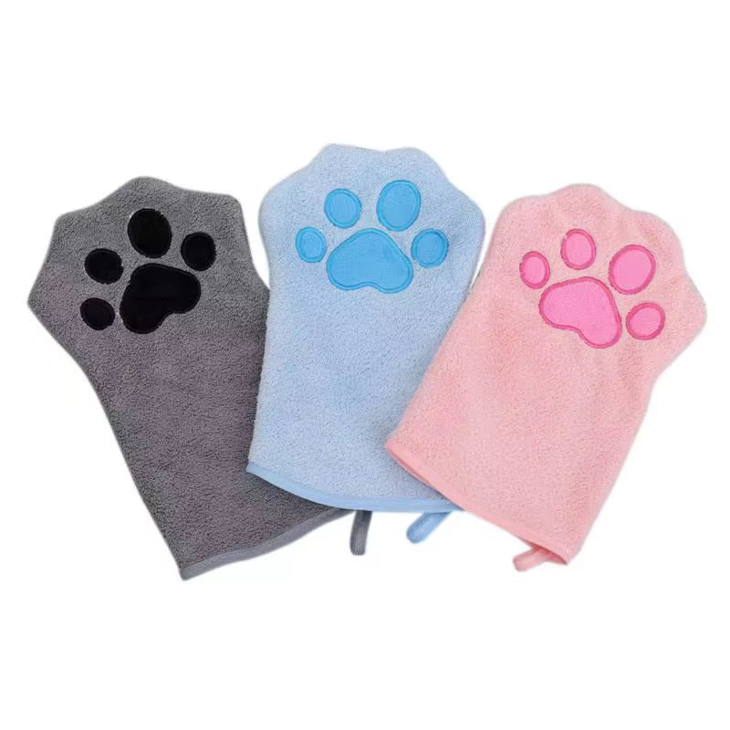 Pet Grooming Drying Glove | Super Absorbent Cat & Dog Paw Towel Mitt