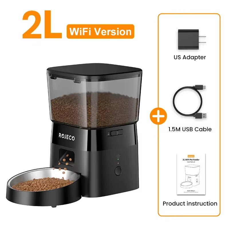 Automatic WiFi Pet Feeder 4L with Voice Recorder for Cats & Small Dogs
