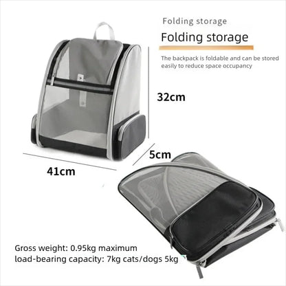 Pet Travel Backpack Carrier | Spacious Transparent Cat Backpack with Ventilation