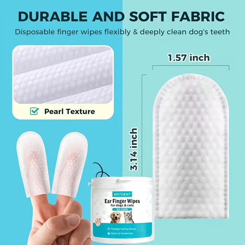 Pet Ear Finger Wipes | Gentle Ear Cleaning Wipes for Dogs & Cats