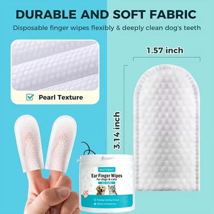 Pet Ear Finger Wipes | Gentle Ear Cleaning Wipes for Dogs & Cats