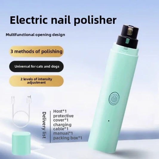 Electric Pet Nail Grinder — Quiet USB Rechargeable Nail Trimmer with LED Light for Dogs & Cats | Safe Low-Vibration Pet Grooming Tool