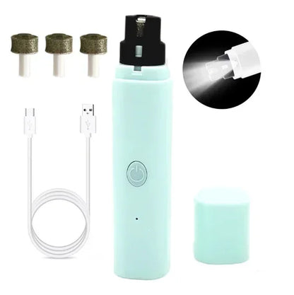 Electric Pet Nail Grinder — Quiet USB Rechargeable Nail Trimmer with LED Light for Dogs & Cats | Safe Low-Vibration Pet Grooming Tool