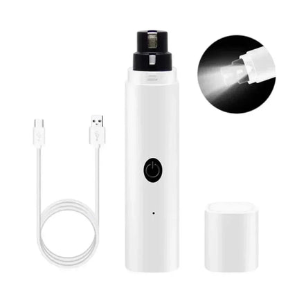 Electric Pet Nail Grinder — Quiet USB Rechargeable Nail Trimmer with LED Light for Dogs & Cats | Safe Low-Vibration Pet Grooming Tool