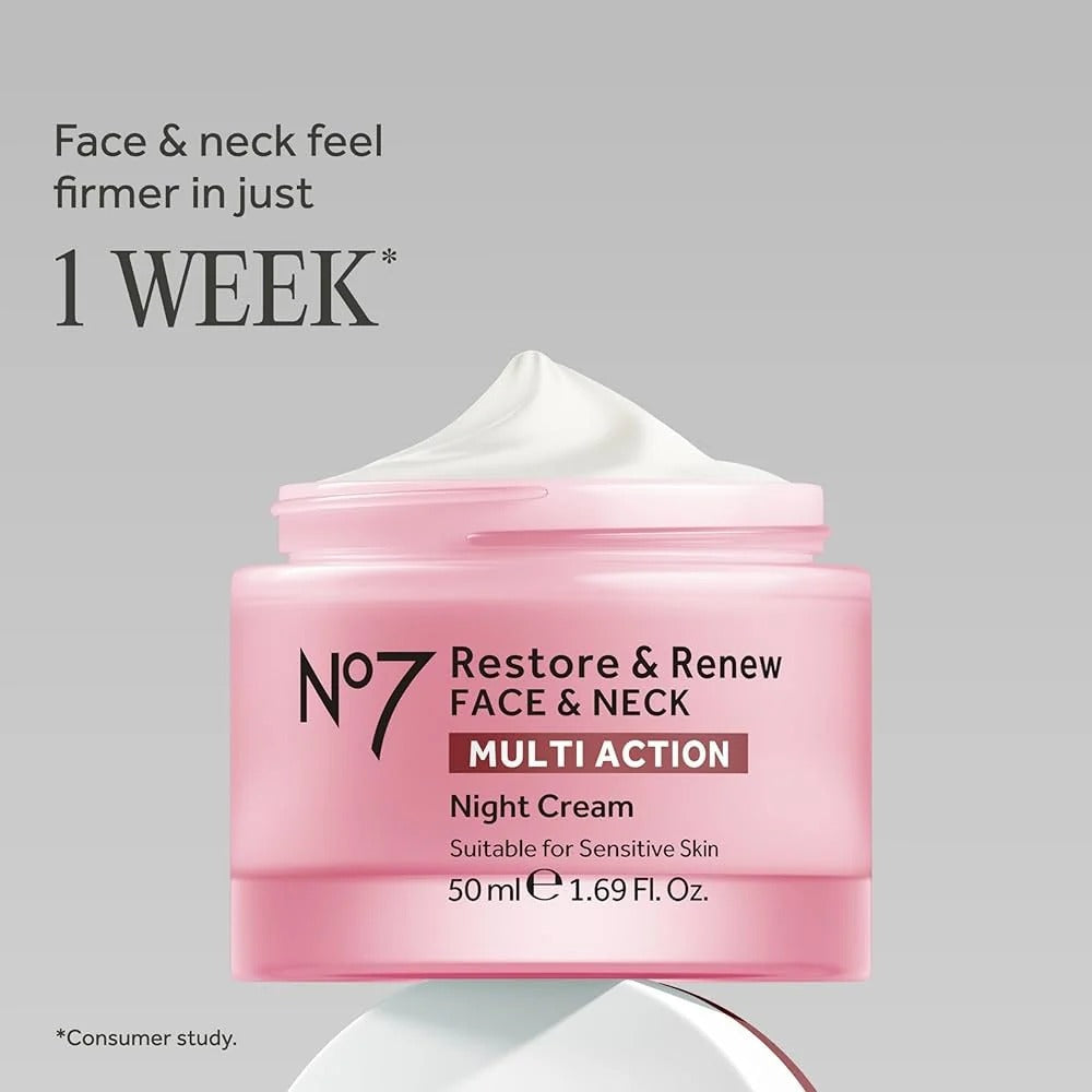 No7 Restore & Renew Face & Neck Night Cream 50ml | Anti-Aging Skincare