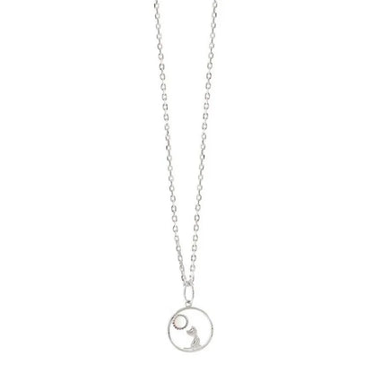 Moon Cat Necklace in 925 Sterling Silver | Mother of Pearl Pendant
