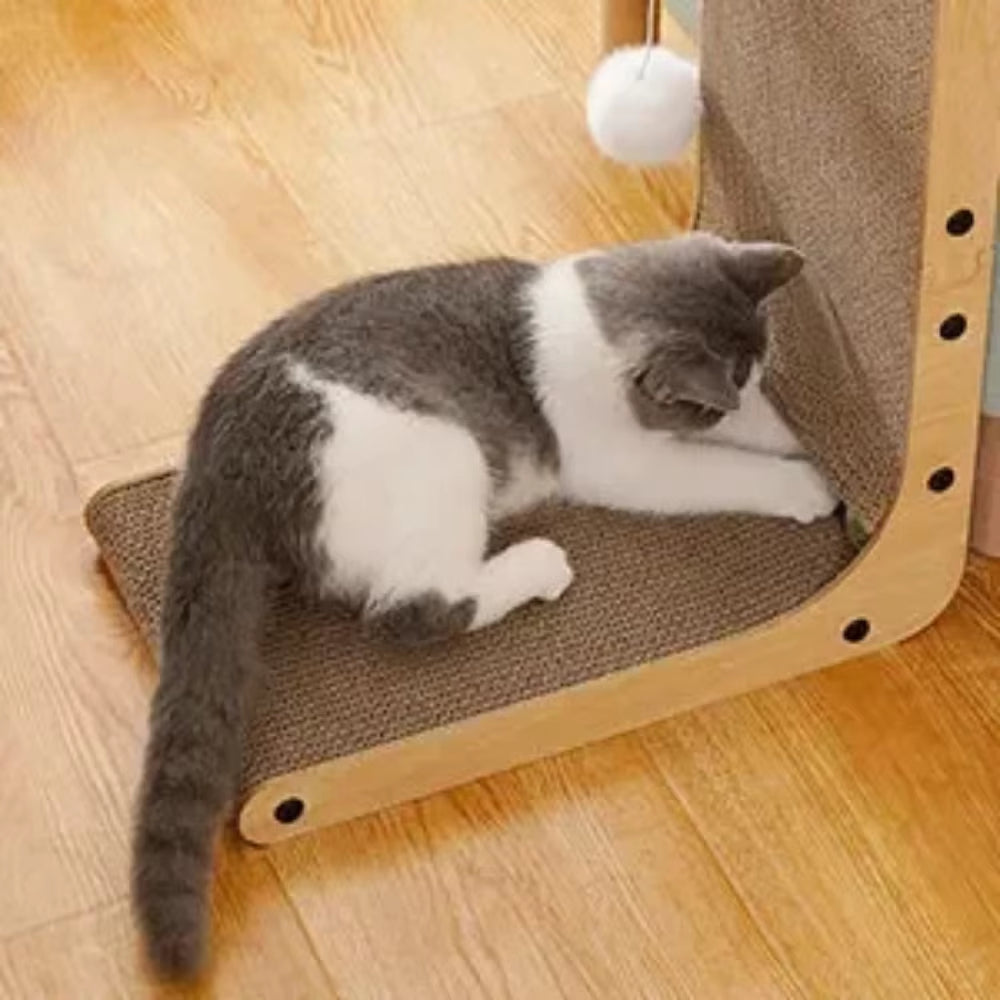 Wooden Cat Scratcher Lounge Bed | Modern Scratch Board & Cat Relaxation Sofa