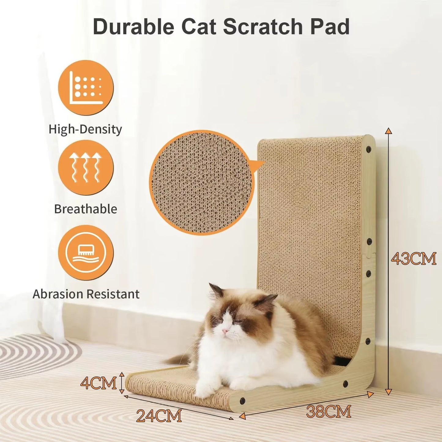 Wooden Cat Scratcher Lounge Bed | Modern Scratch Board & Cat Relaxation Sofa
