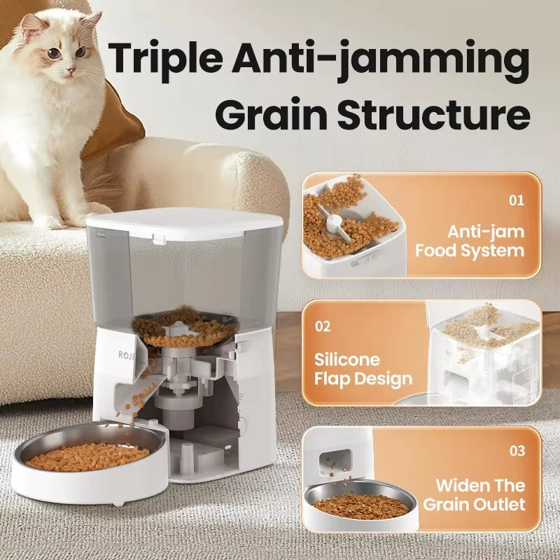 Automatic WiFi Pet Feeder 4L with Voice Recorder for Cats & Small Dogs