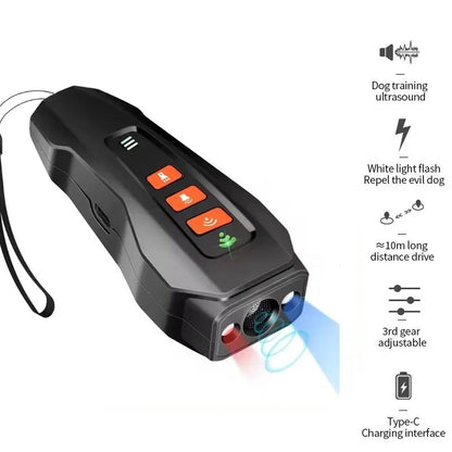 Ultrasonic Dog Bark Control Device with LED Flashlight