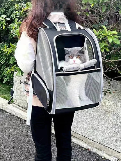 Pet Travel Backpack Carrier | Spacious Transparent Cat Backpack with Ventilation