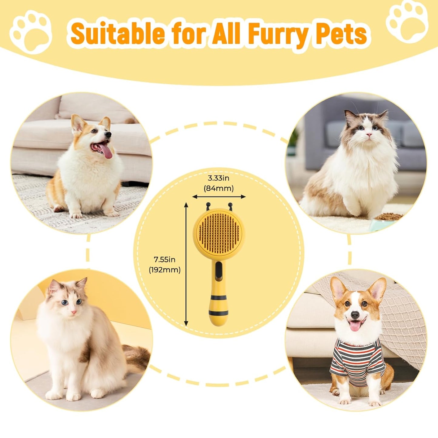 New Bee-Shaped Self-Cleaning Cat Brush
