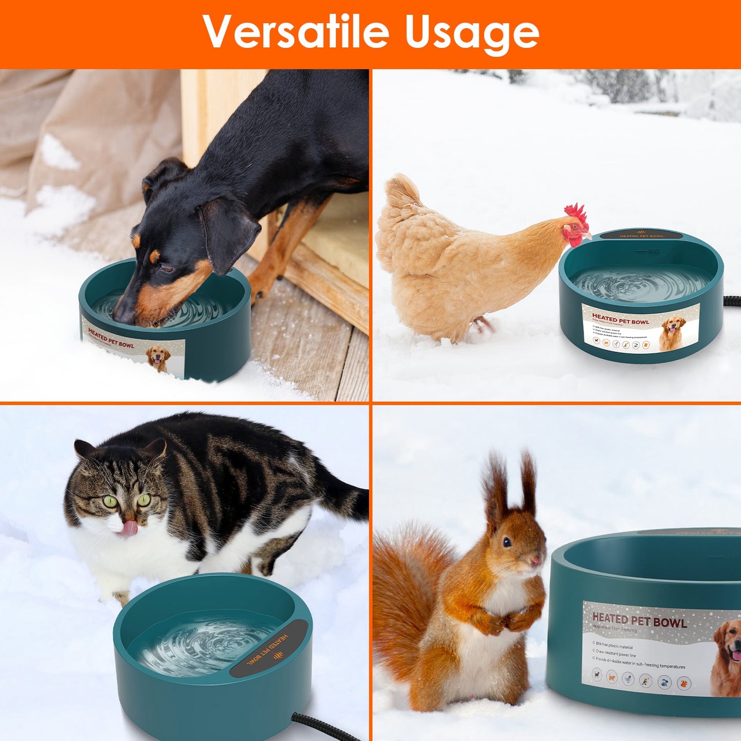 1Pc Heated Water Bowl