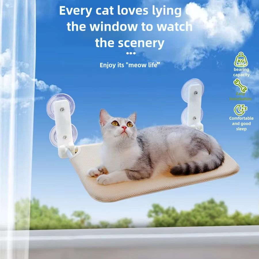 Cat Window Lounger Bed | Foldable Suction Cup Hammock for Cats