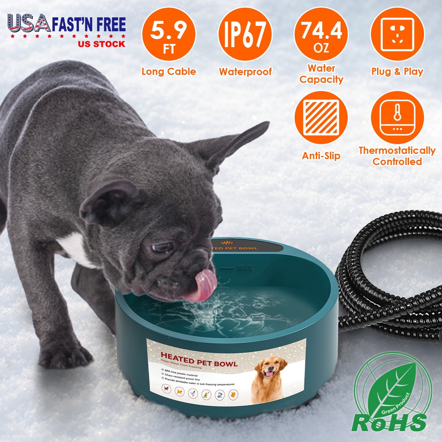 1Pc Heated Water Bowl